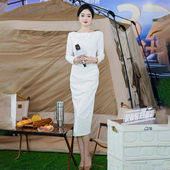 礼服连衣裙女 收腰好看高级长袖 泰国潮牌2026新款 春夏简约气质修身