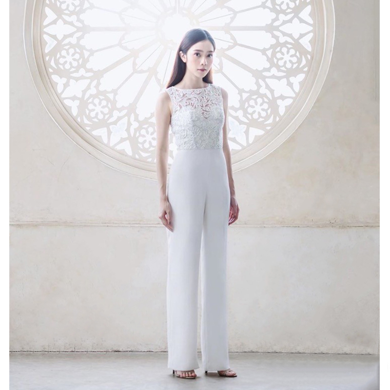 泰国潮牌连体裤女2025新款夏季时尚气质修身显瘦高腰蕾丝阔腿长裤