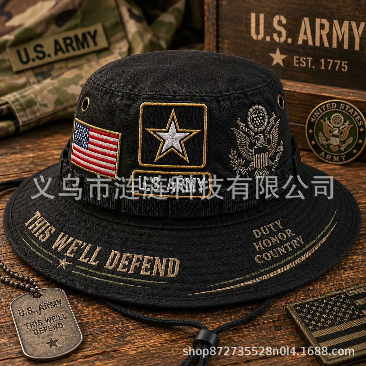 跨境热销U.S.ARMY刺绣丛帽子