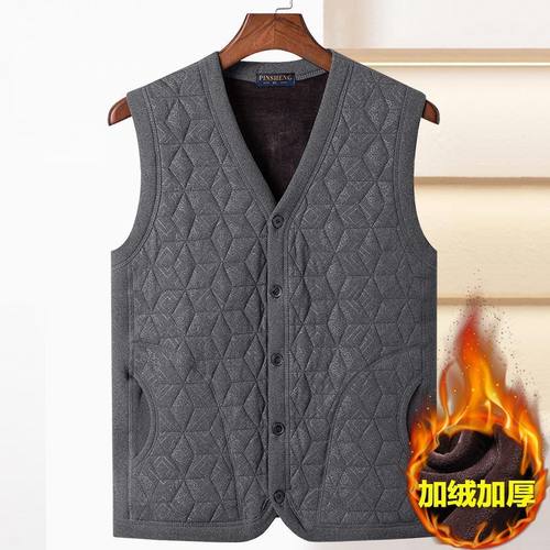 中年男装加绒加厚马甲背心中老年人冬装加绒坎肩爸爸装保暖外套