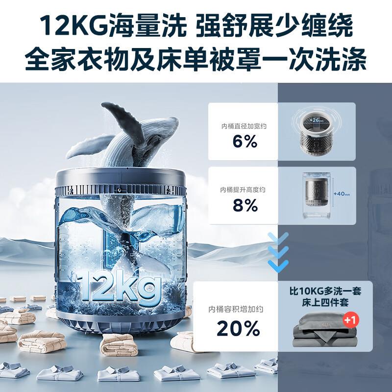美.的12kg洗衣机全自动家用官方大容量智能快净洗波轮MB120V733E