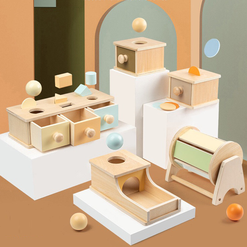 蒙氏早教益智玩具1-2-3岁宝宝投币盒精细动作训练蒙台特梭利教具