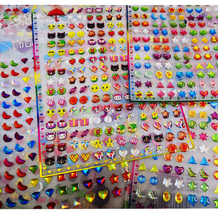 儿童立体水晶贴纸美人痣脸贴额头贴 幼儿园奖励耳朵贴纸水晶卡贴