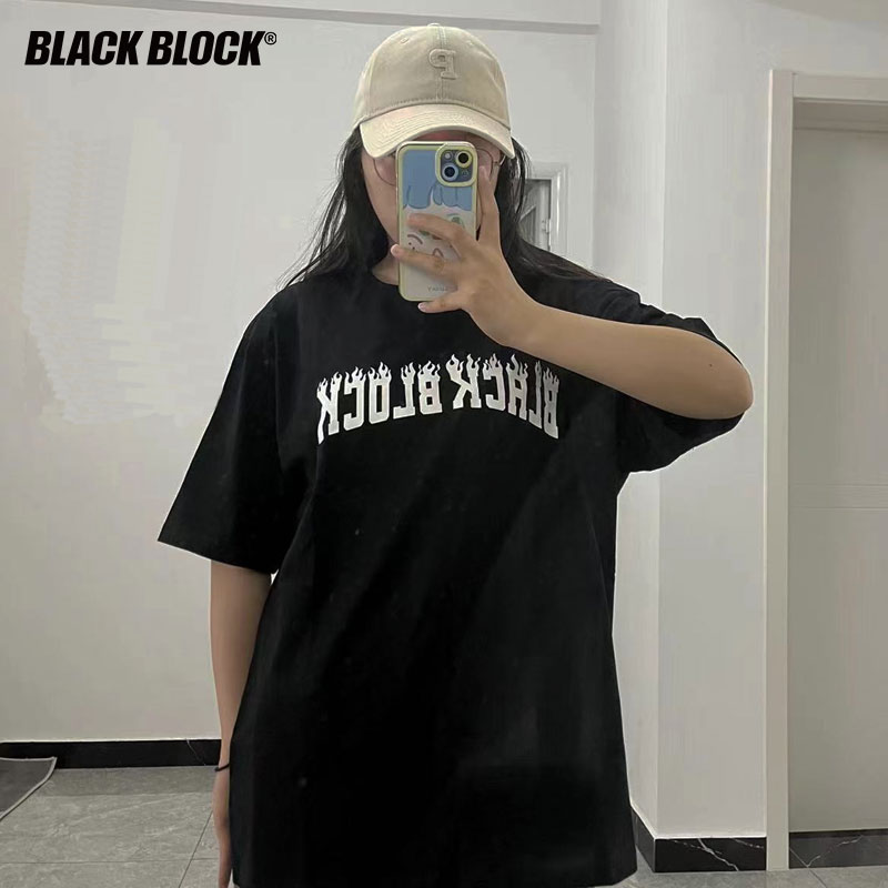 重磅潮牌短袖oversize厚火焰图案