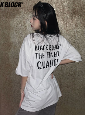 BLACK BLOCK重磅300克潮牌短袖字母圆领时尚oversize宽松T恤男女