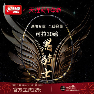 红双喜官方旗舰店 黑骑士羽毛球拍单拍轻量4U全碳素进阶专业成人