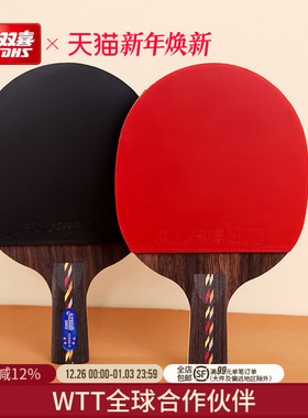 红双喜官方旗舰店 乒乓球拍五星级单拍碳素5星狂飚专业快攻成品拍