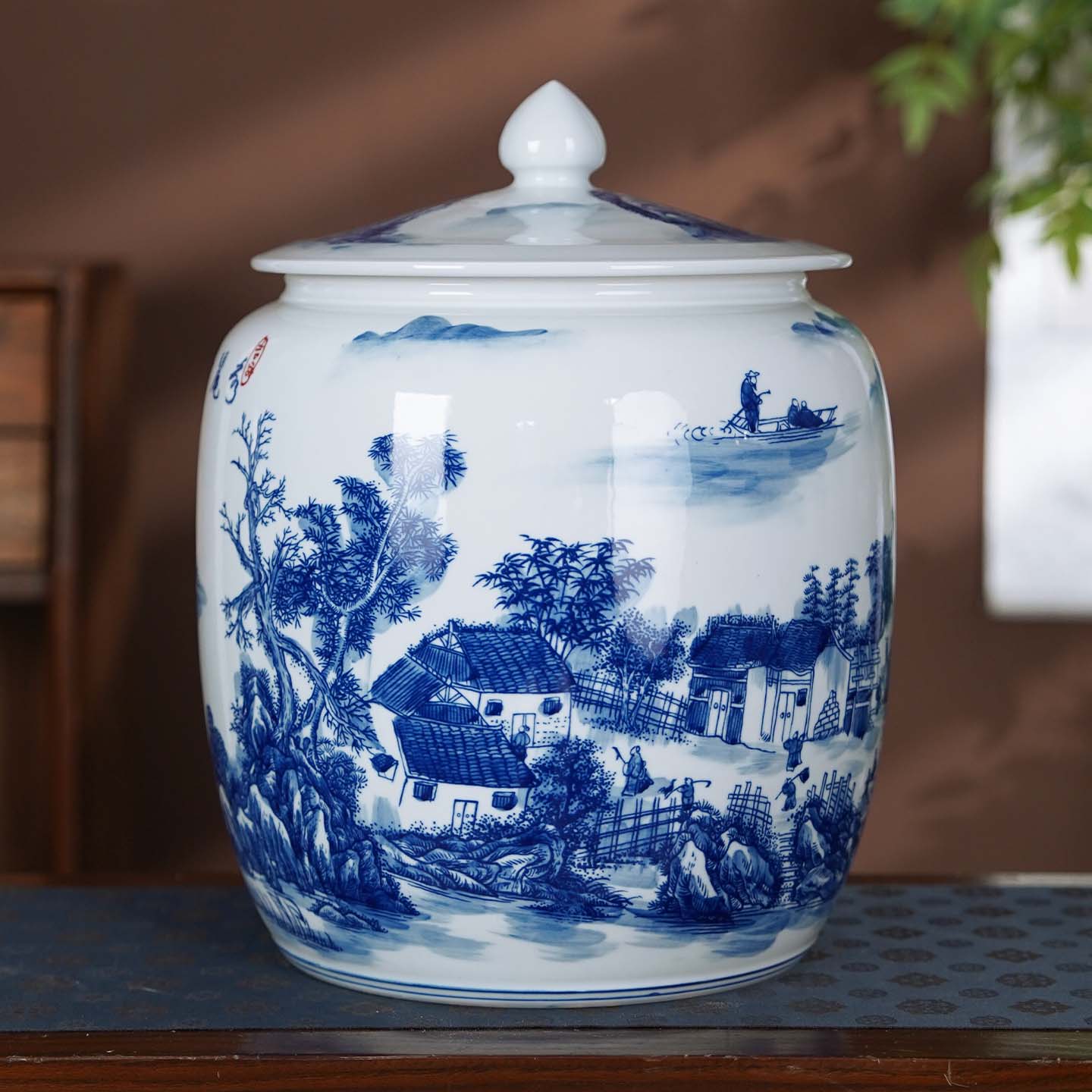 景德镇加厚密封陶瓷米缸油缸面粉桶25/30/50斤家用带盖防潮茶叶罐