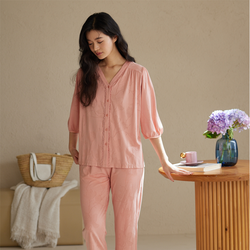 秋鹿睡衣女士春夏薄款