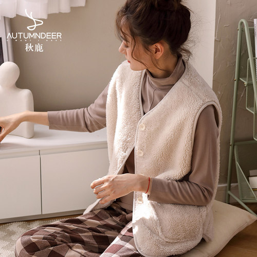 珊瑚绒保暖背心秋鹿男女