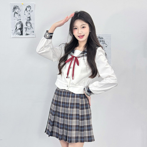 COSMEPRO 【凛川中】基础学院风日系格子JK制服套装水手服
