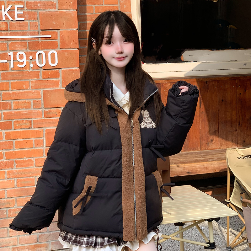 COSME 【笨笨熊】原创黑色小熊90白鸭绒羽绒服保暖可爱衣柜be备