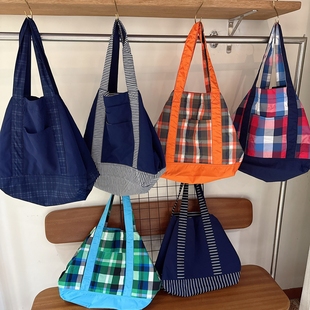 日单出口日本帆布包手提包简约休闲帆布包大容量可双面背购物袋