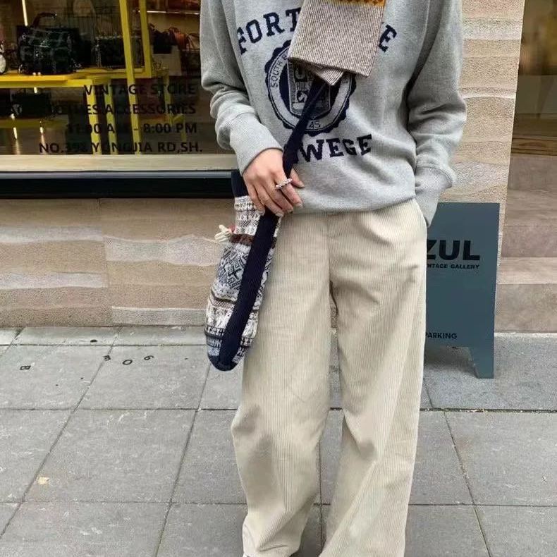 MARES｜灰色毛衣女2025新款秋冬穿搭美式复古慵懒字母休闲针织衫