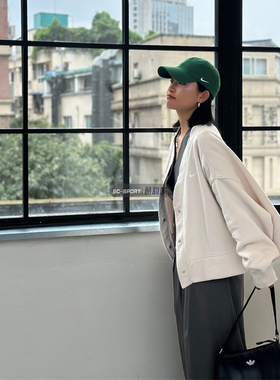 耐克Nike郑钦文同款V领加绒针织开衫春季保暖休闲夹克外套 FB8773