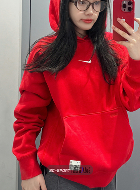 NIKE正品耐克男女新年款运动休闲秋冬加绒保暖连帽卫衣HV8206-657