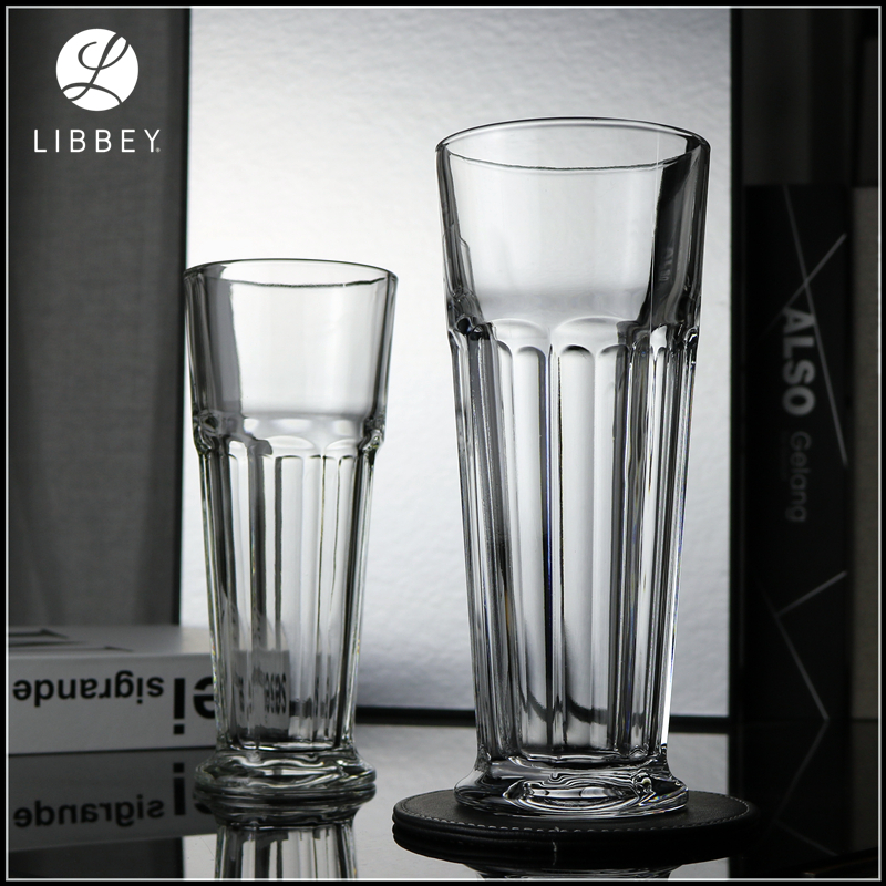 利比带脚八角杯纯色耐热玻璃杯柠檬茶杯直布罗陀加厚柯林杯啤酒杯