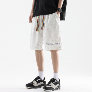 Tears 男女同款 冰丝扎染五分裤 衩子百搭运动休闲短裤 宽松大裤