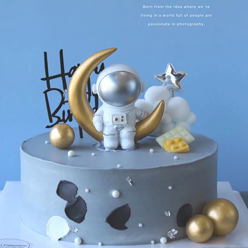 太空人宇航员摆件蛋糕装饰儿童银河系宇宙男孩生日派对甜品台主题