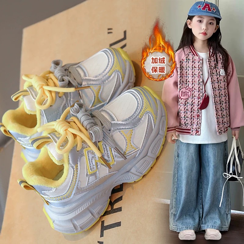 女童加绒运动鞋2025秋冬季新款