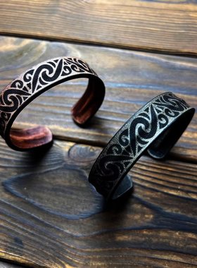 小众复古真皮手镯头层牛皮手工制