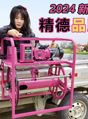 精德48V60V双电机电动打药机 感应收放管高压喷雾器果园打药机