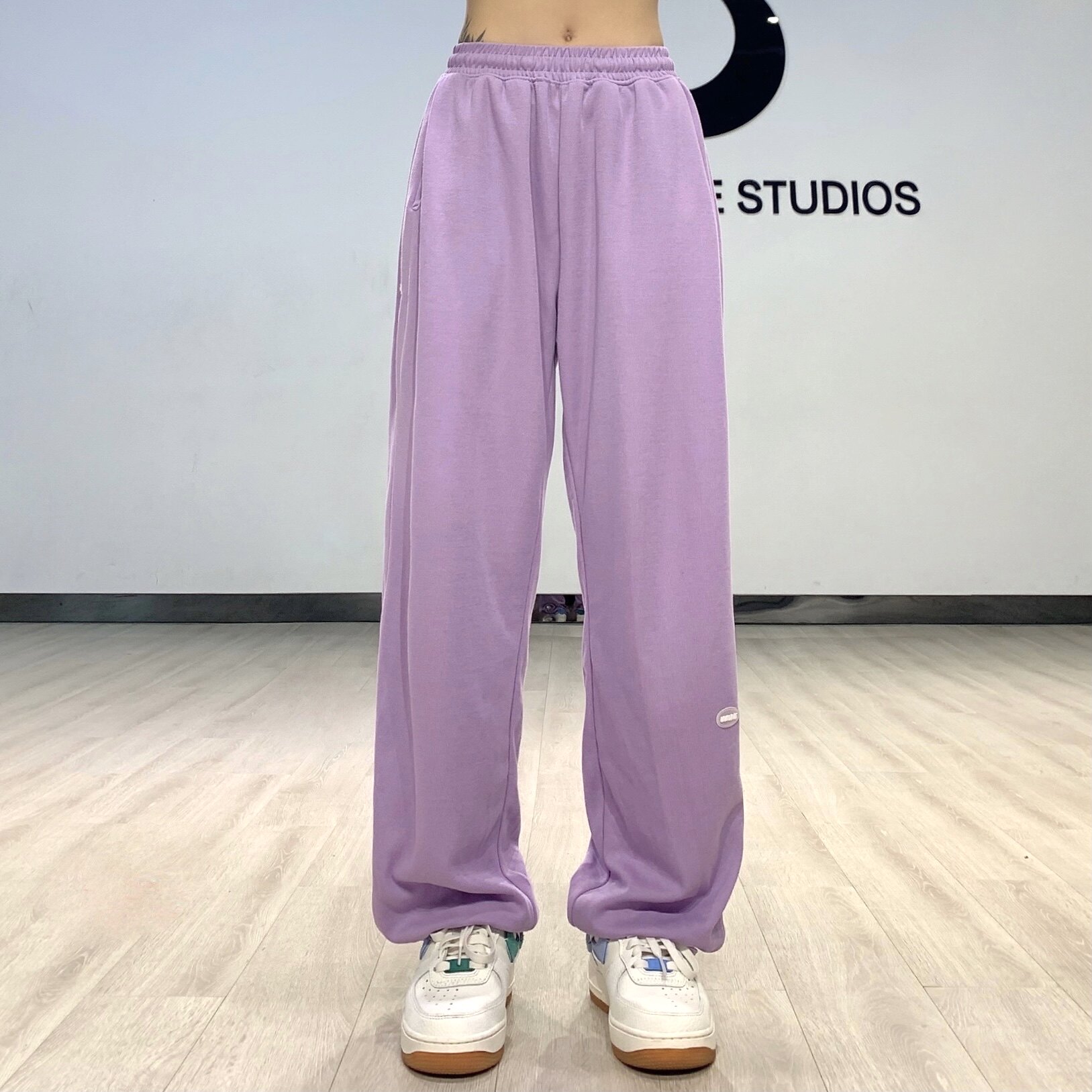 香芋紫爵士运动裤女宽松