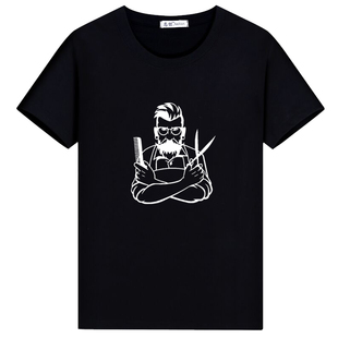 夏美容美发店工作服发型师助理技师工装定制纯棉短袖T恤可印logo