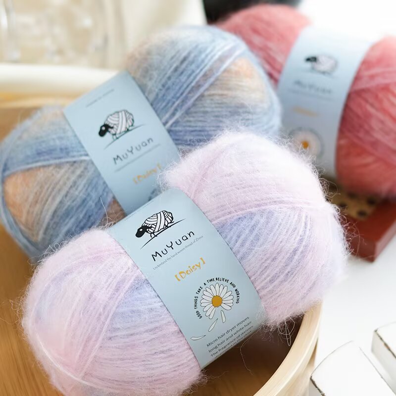 彩虹喷毛纱婴儿棉线手编棉线围巾线中粗手工diy编织毯子毛线柔软