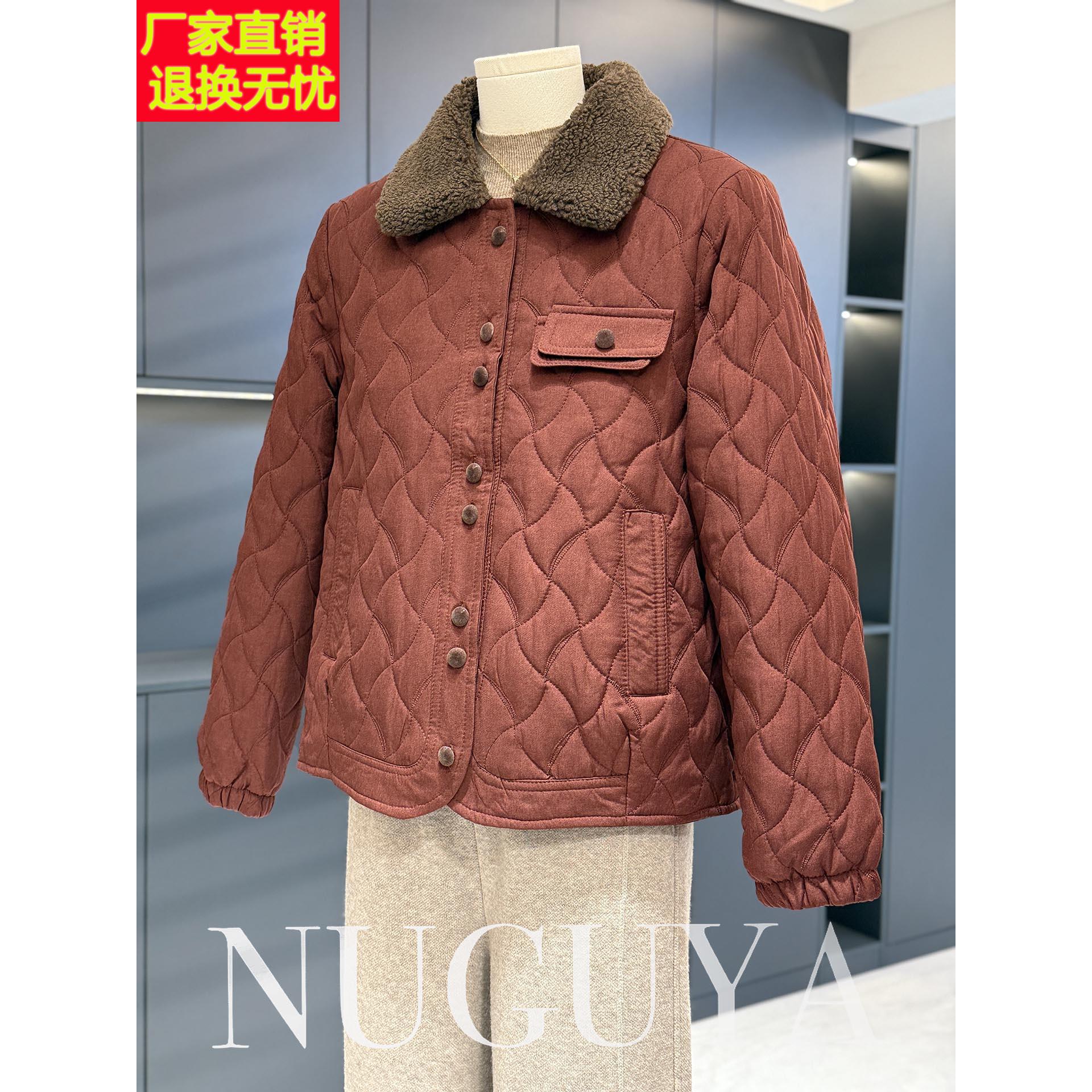 时尚菱格纹棉服女中老年短款秋冬上衣减龄显瘦小个子妈妈棉衣外套