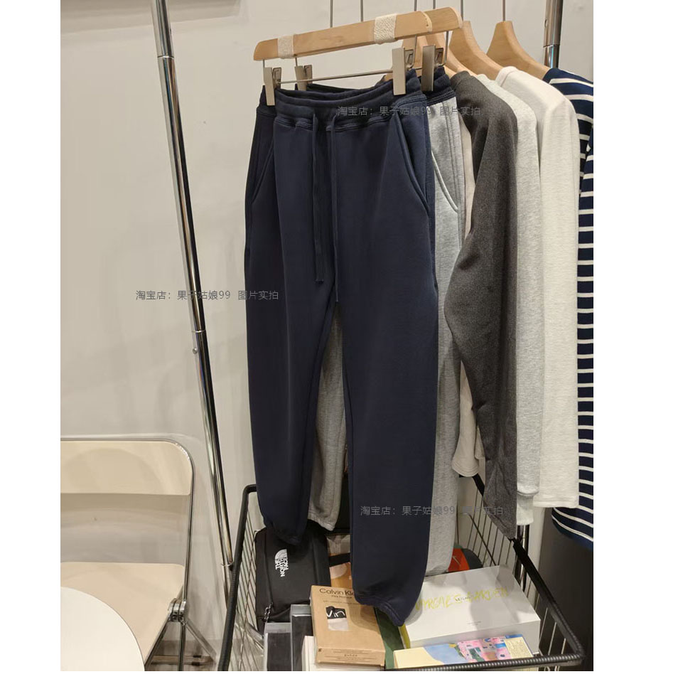 显瘦厚实的加绒卫裤男女同款冬季加厚新品高腰黑色藏蓝