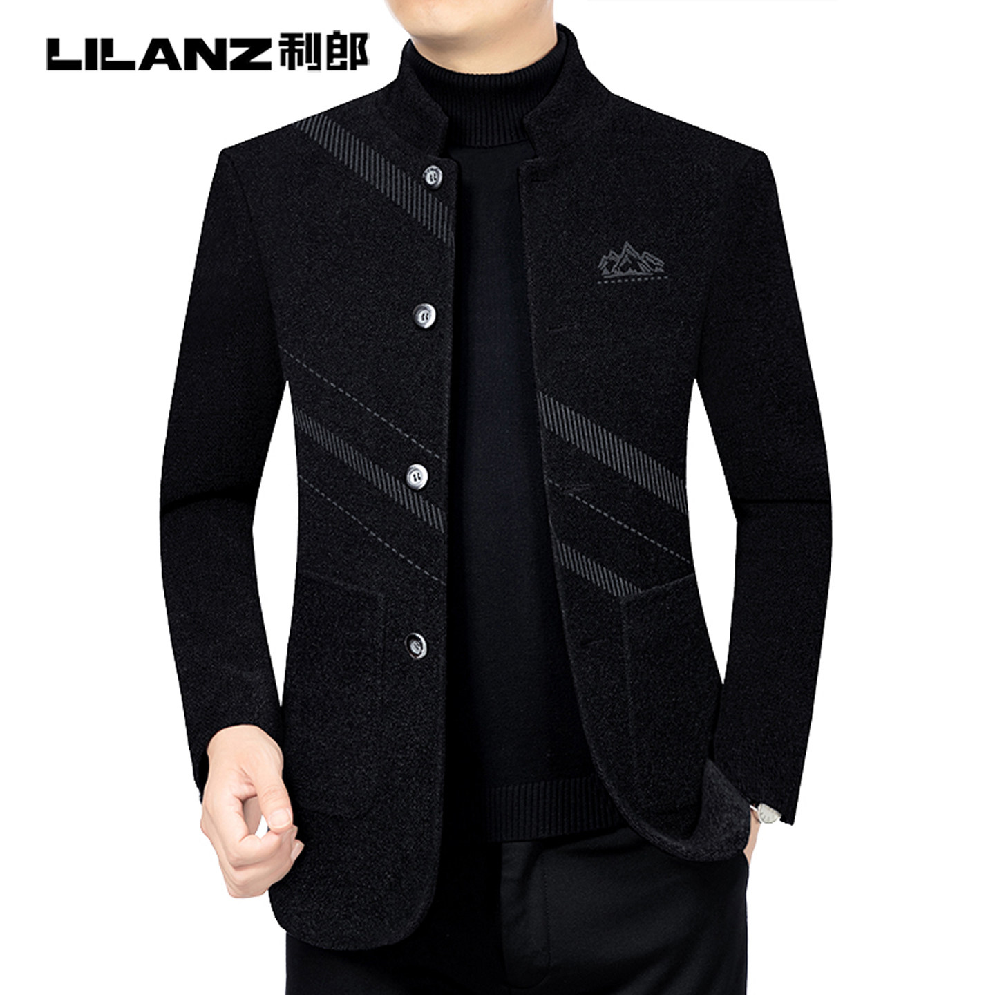 利郎男装春秋夹克中年男士商务休闲简约立领宽松抗皱透气外套爸爸