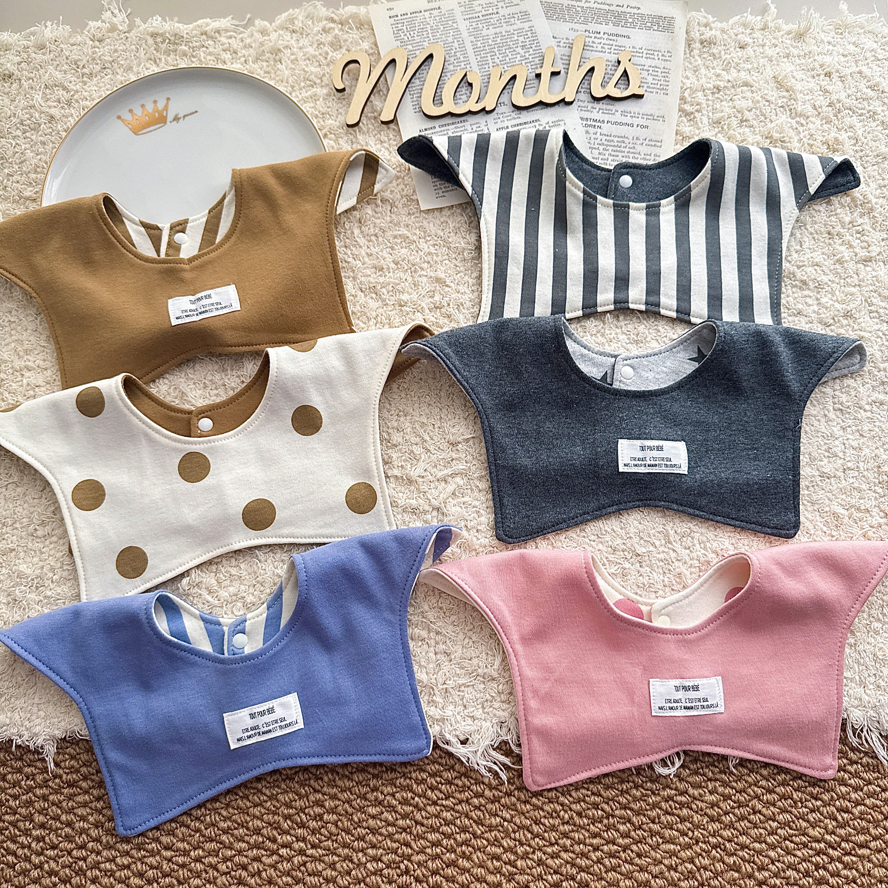 韩版ins风婴儿围嘴双面可用新生儿口水巾纯棉星星食饭兜