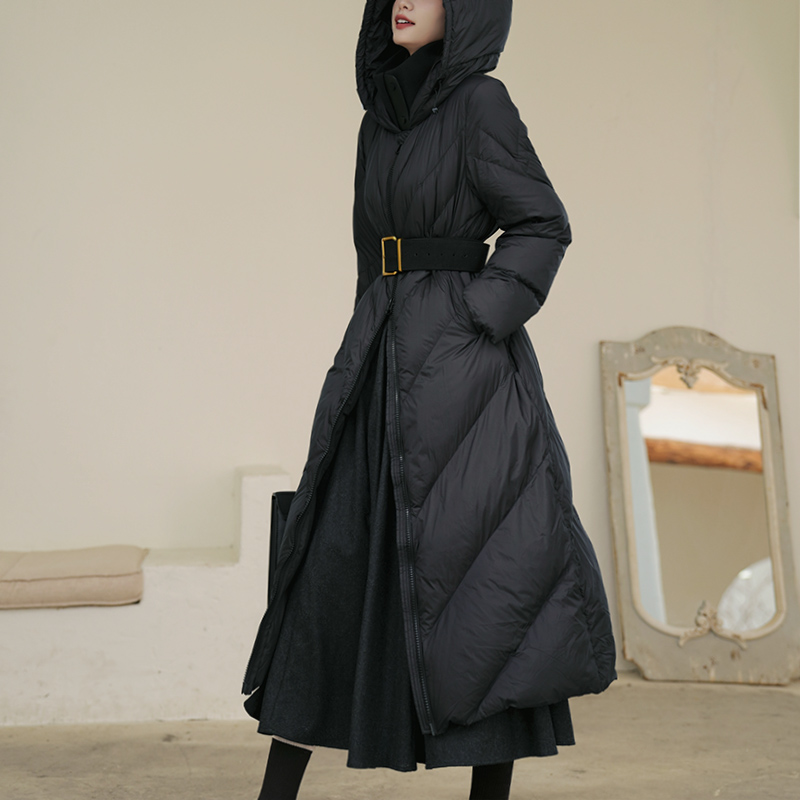 90白鹅绒法式长款收腰显瘦羽绒服