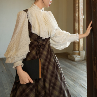 宫廷复古绑带束腰大摆无袖 胡桃手信 弥爱原创 连衣裙 10新品