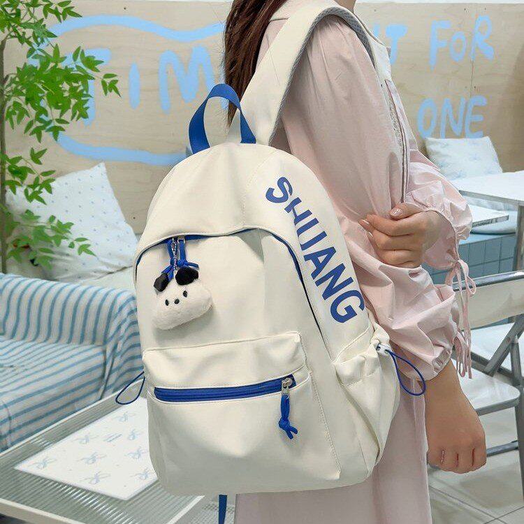 韩系ins风双肩包男女通用情侣大容量书包 简约百搭休闲背包大书包