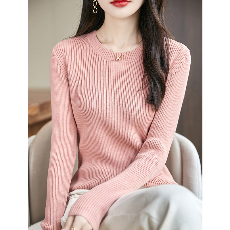 全棉软糯内搭坑条修身打底衫