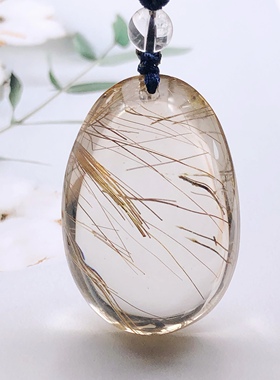 天然紫水晶绿幽灵兔毛吊坠