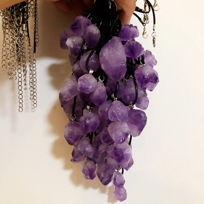 紫水晶水晶天然紫水晶原石吊坠
