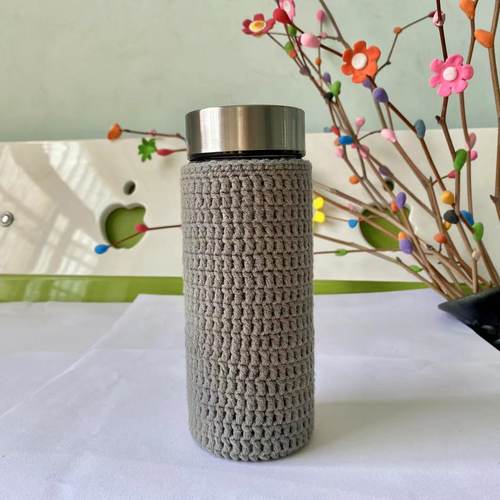 纯手工编织毛线水杯套防滑防烫
