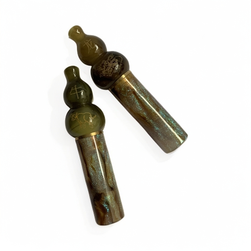 葫芦亚克力烟嘴牛角雕刻过滤嘴9mm滤芯粗中细三用