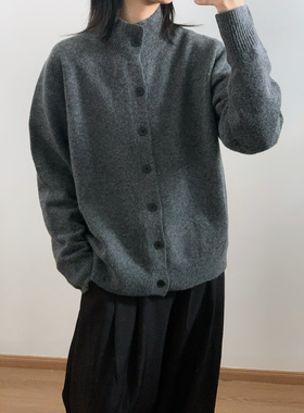 wtmp老钱风复古羊毛混纺半高领开衫毛衣男女秋冬宽松保暖针织外套