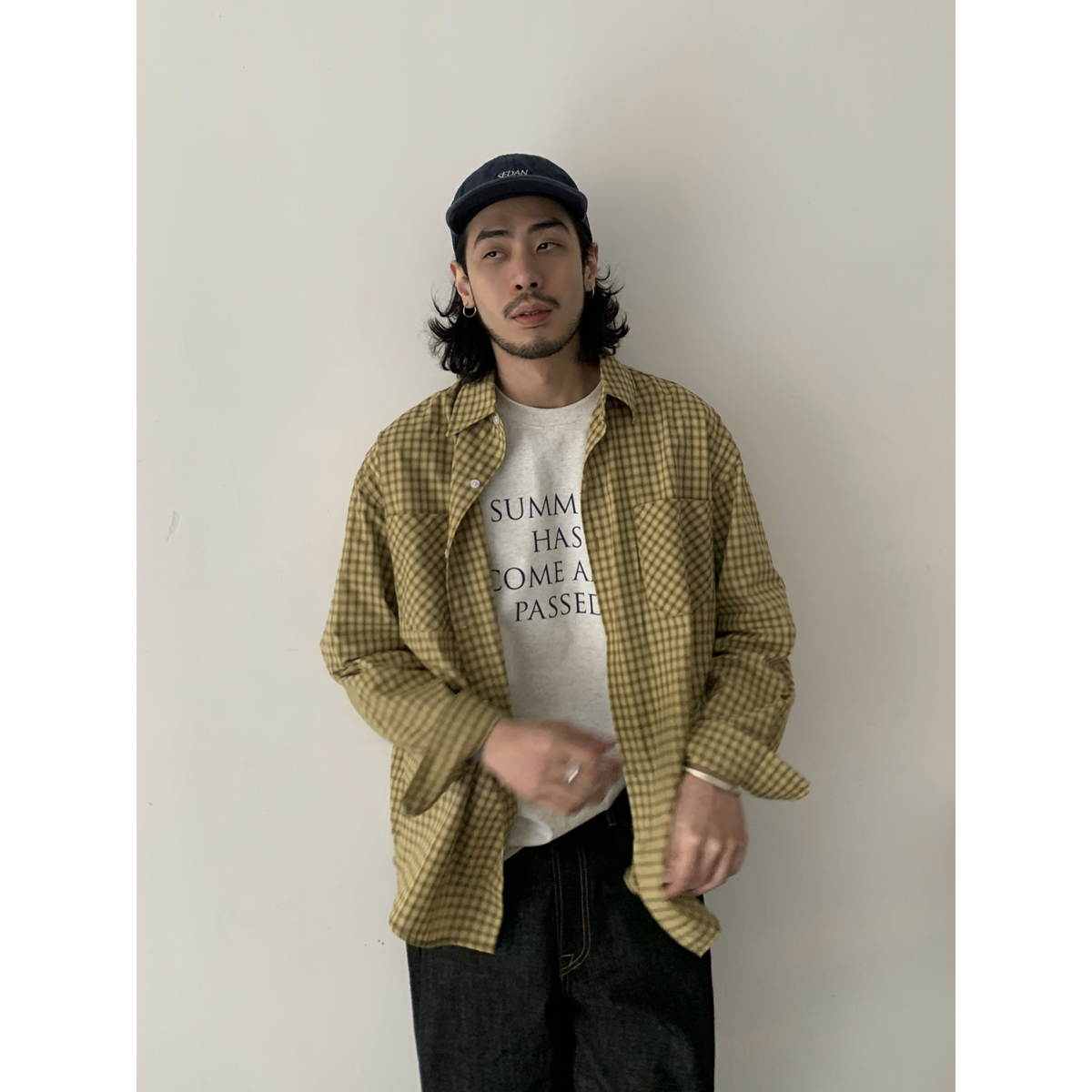 INKNOTS美式复古基础通勤高智感长袖格子衬衫男女宽松休闲衬衣潮