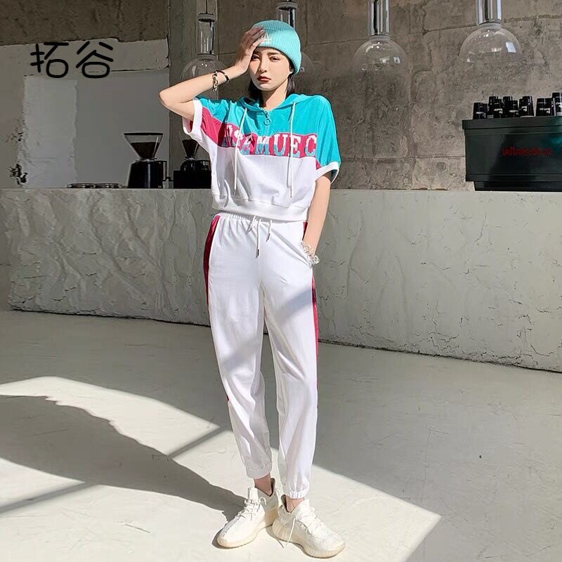 拓谷2022春夏季新款专柜女时尚bf风宽松套装上衣防晒运动服女