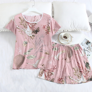 2025新款棉绸睡衣女夏薄款短袖短裤套装宽松韩版清新防凸点家居服