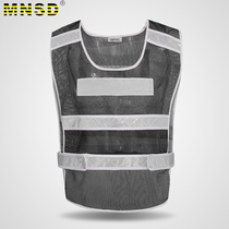 MNSD安全背心警示安全服骑行施工环卫马甲反光衣印字 黑色