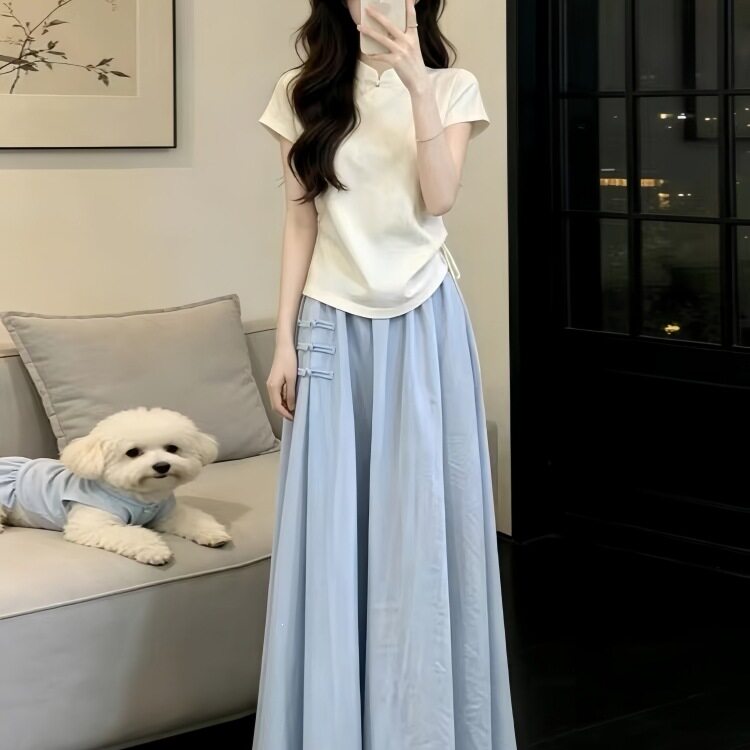 夏季穿搭一整套女2026新中式时尚绝美不撞款国风旗袍半身裙两件套