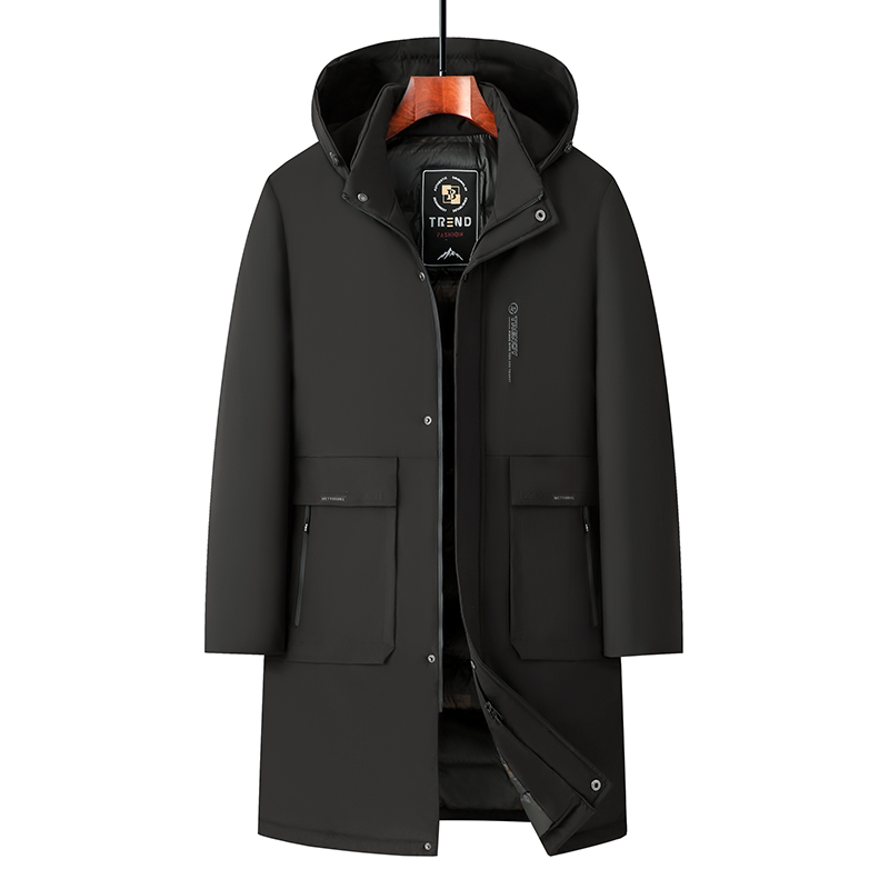 冬季中老年长款棉衣男士爸爸装防寒保暖中长款棉服可脱卸帽棉外套