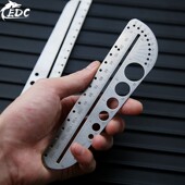 防身尺子钛合金TC4多功能大号不锈钢圆规量角器内六角刻度EDC工具