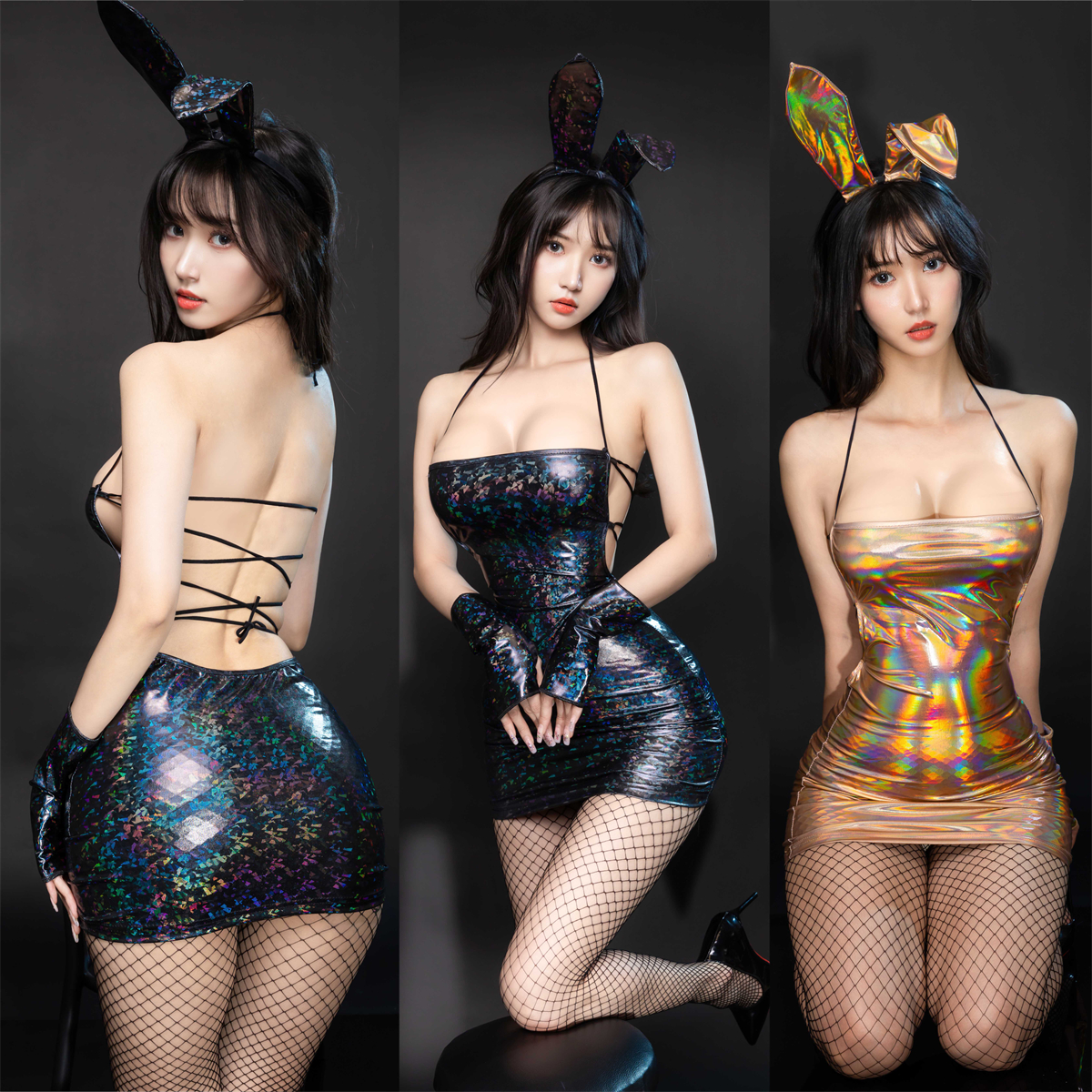 桃味丝:「火辣夜店表演」钢管舞炫彩女王漆皮性感内衣诱惑包臀裙